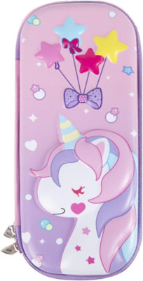 CANWELL Unicorn Pink Cover Pencil Pouch Nature Art Canvas Pencil Box(Set of 1, Multicolor)