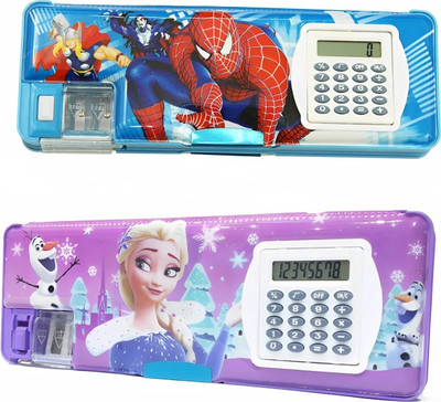 Saputra Calculator Compass For Kids calculator compass Art Plastic Pencil Boxes(Set of 2, Multicolor)