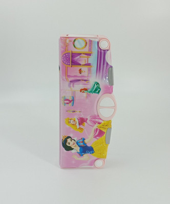 radhey preet Princess Print Single Side Multi Compartment Button Operated Magnetic Compass Box For Kids, Price For 1Pc | RP789 Art Plastic Pencil Box(Set of 1, Multicolor)