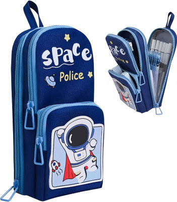 Elecart Bag Style Pencil Case Space Art Canvas Pencil Box(Set of 1, Blue)