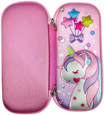 RV Mart Pink Unicorn Nature Art Canvas Pencil Box(Set of 1, Multicolor)