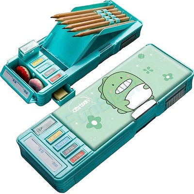 JOY MAKER A1 Dinosaur Art Plastic Pencil Box(Set of 1, Green)