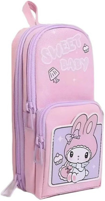 ROSEFINCH Rabbit Design Pouch N/A Art Polyester Pencil Box(Set of 1, Pink)
