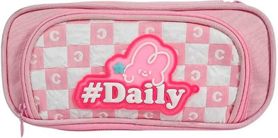 Eclet 1pc Large Capacity Cute Cartoon Print Pencil Case Three Compartment for Girls Multifunctional Stationery for School Office(any random colour will send) Art Polyester Pencil Box(Set of 1, Multicolor)