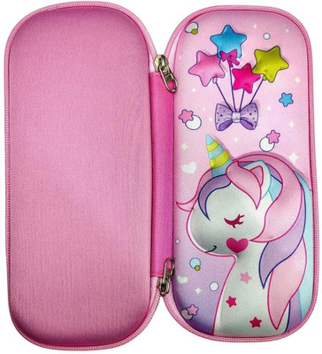 RV Mart Pink Unicorn Nature Art Canvas Pencil Box(Set of 1, Multicolor)