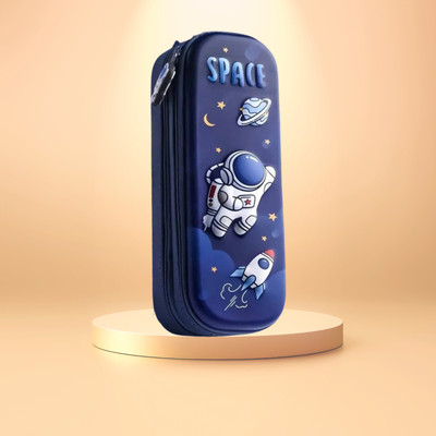 Glenston Space Pencil Case Double Layer 3D Cute Pencil Case Aesthetic Space Art EVA Pencil Box(Set of 1, Blue)