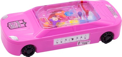 SKI Car Pencil Box on Wheels with Password lock & Pinball Game- Disney Princess Art Plastic Pencil Box(Set of 1, Pink)