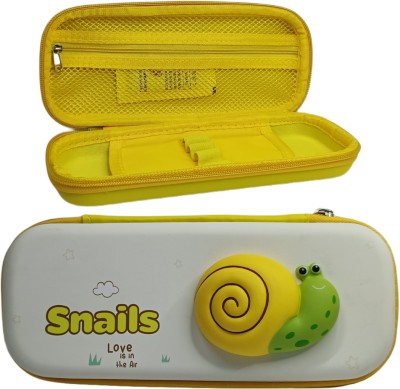 PK BLINGS PENCIL POUCH SNAIL Art Canvas Pencil Box(Set of 1, Yellow)