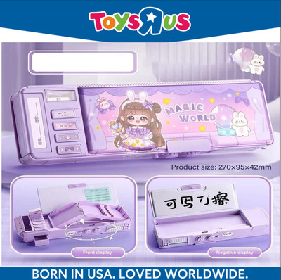 Toys R Us BY FLIPKART HOT SELLING TRENDING FLIPKART RECOMMENDED DOUBLE SIDED POP UP MAGIC WORLD GIRL STATIONERY BOX FOR KIDS SCHOOL GEOMETRY Art Plastic Pencil Box(Set of 1, Purple)
