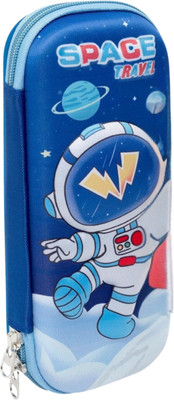 ALCANTARA Space Travel Space Art Canvas Pencil Box(Set of 1, Blue)
