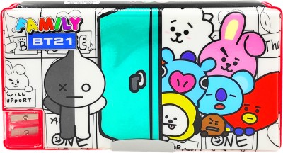 dishvy BT21 Theme Pencil Box |Broad jumbo size pencil box | inbuilt sharpener and Magnetic closure | Best Gift for Kids(Pink) Art Plastic Pencil Box(Set of 1, Red)