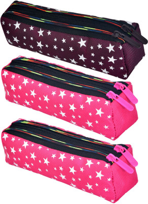 KUBER INDUSTRIES Pencil Boxes Pencil Box Art Canvas Pencil Boxes(Set of 3, Multicolor)