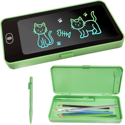 utsub LCD Writing Pad Pencil Box for Kids Digital Display LCD Learning Pencil Case Art Plastic Pencil Box(Set of 1, Light Green)