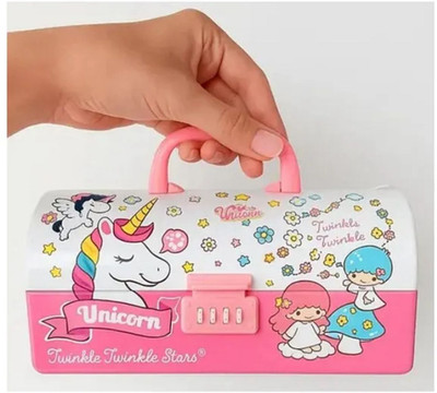 CRAFTY CUDDLE Unicorn Art Plastic Pencil Box Kids Pen & Pencil Box – Suitcase Style Password Lock case, Multi-Layer for Kids Art Plastic Pencil Box(Set of 1, Pink)