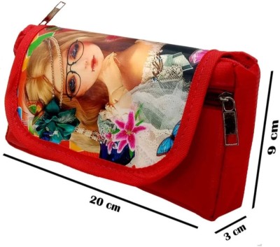 HAPPY SHOPPING STORE High Quality Combo 3D Sticker Doll Art Polyester Pencil Pouch New Design Art EVA Pencil Box(Set of 1, Red)