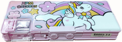 TECHNOCHITRA Unicorn Number Password Lock Dual Sided Art Plastic Pencil Box(Set of 1, Multicolor)