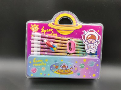 Paper Bear NA Astronaut Art Metal Pencil Box(Set of 9, Pink)