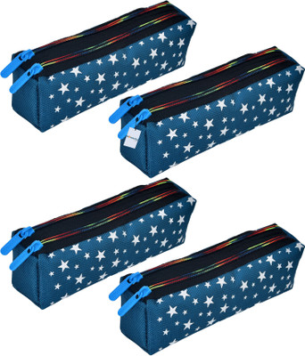 HOMESTIC Pencil Boxes Star-Design Art Canvas Pencil Boxes(Set of 4, Blue)