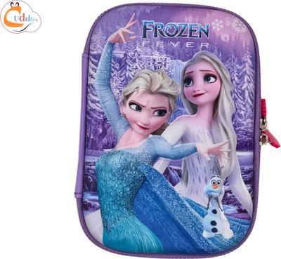 Cuddles 3D Designed Frozen Art Polyester Pencil Box(Set of 1, Blue)