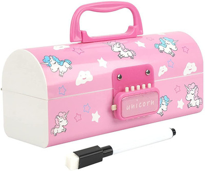 JOY MAKER Suitcase Style Password Lock Pencil Case Cartoon Art Plastic Pencil Box(Set of 1, Multicolor)