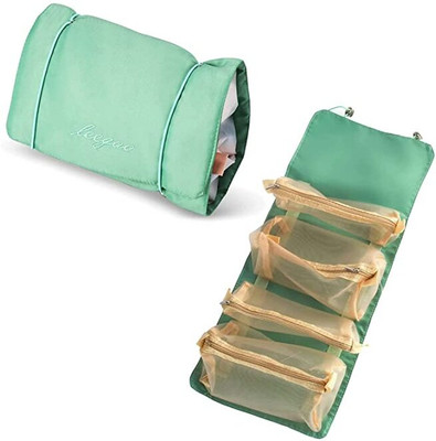 TREXEE Foldable Multifunction Used 9 Cms Portable Durable Large Storage Pouch Pen Case 1 Art Canvas Pencil Box(Set of 1, Green)