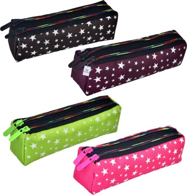 Heart Home Pencil Boxes Star-Design Art Canvas Pencil Boxes(Set of 4, Multicolor)