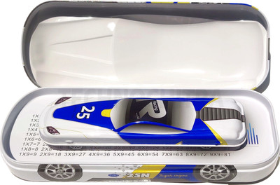 TECHNOCHITRA Dual Space Sport Car Shape with Mini Box Art Metal Pencil Boxes(Set of 2, Blue)