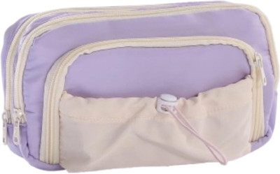 SOKT Pencil Pouch for Girls Large Capacity 5-Layer Woven Fabric Storage Pencil Case and Adjustable Drawstring Pocket Stationery Items for School Art Canvas Pencil Box(Set of 1, Purple)
