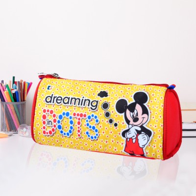 DISNEY Pencil Pouch Disney Mickey Dots Art Canvas Pencil Box(Set of 1, Yellow)