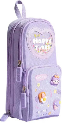 SOKT Canvas Pencil Case 6 Layer with 3 Compartment Cute Aesthetic for Girls & Boys Kawaii Pencil Pouch 3 Compartment Cute Pencil Pouch Pencil Box Pen Pencil Pouch Art EVA Pencil Box(Set of 1, Purple)