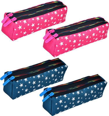 KUBER INDUSTRIES Pencil Boxes Star-Design Art Canvas Pencil Boxes(Set of 4, Multicolor)