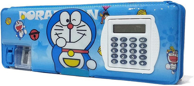 zizi Doremon Geometry Box With Calculator Art Plastic Pencil Box(Set of 1, Blue)