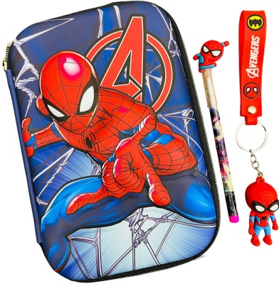 Paaroots Super Hero Case 1 Pencil and Key Chain Art EVA Pencil Box(Set of 1, Multicolor)