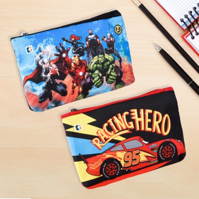 DISNEY Pencil Pouch Marvel Avengers Art Polyester Pencil Boxes(Set of 2, Black, Red)