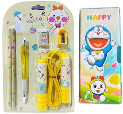 Teakwood Doraemon Doraemon Art Plastic Pencil Box(Set of 1, Yellow)