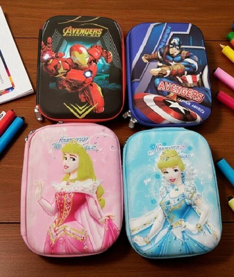 Eclet 4PC Full jambo Hardtop EVA Pencil Case Stationery Box Pen Holder Zipper Pouch School Kids Boys/Girls Multipurpose(Any Random design & color will sent) Art Plastic Pencil Box(Set of 1, Multicolor)