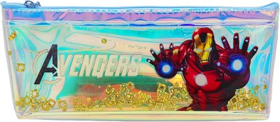 Johnnie Boy Ironman Pencil Pouch|Water Glitter Pencil Pouch|Stationery Pencil Pouch| Ironman Art Plastic Pencil Box(Set of 1, Multicolor)