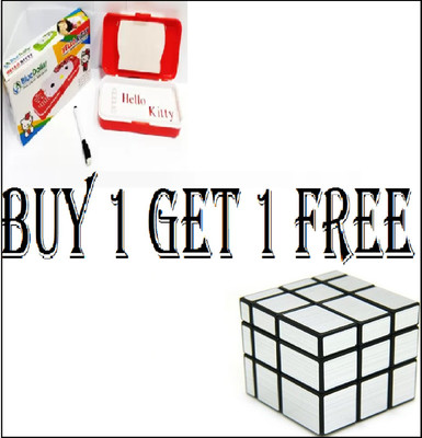 HANSHIKA ENTERPRISES HENT BUY 1PCS RED Hello Kitty Themed yes Art Plastic Pencil Box GET FREE 1 Silver 3x3 High Speed Mirror Cube for Kids and Adults | Puzzle Games Art Plastic Pencil Box(Set of 2, Red, Silver)