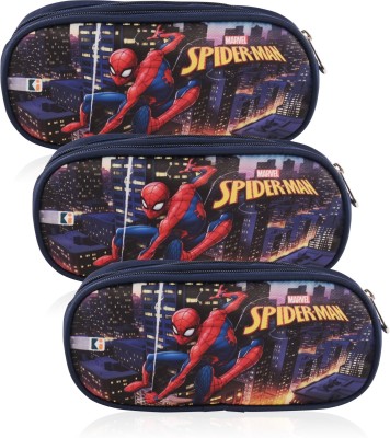 DISNEY Pencil Pouch Marvel Spider-Man City of Heros Art Canvas Pencil Boxes(Set of 3, Blue)