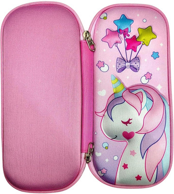 Givni Mart Pink Unicorn Nature Art Canvas Pencil Box(Set of 1, Multicolor)