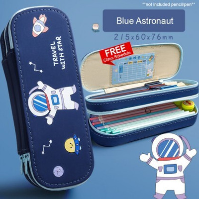 Elecart Astronaut Double Layer pencil case Space Art Canvas Pencil Box(Set of 1, Blue)