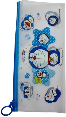 LIOGLOBAL Cartoon Stationery Zip Pouch for Pen Pencil & Multi Utility Best for Return Gift Doraemon Print Transparent Pouch (12 pcs) Art Plastic Pencil Boxes(Set of 1, Blue)