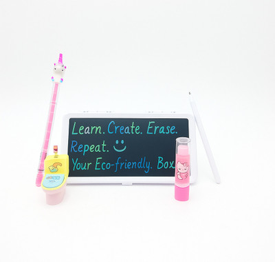 RHV Enterprises LCD Drawing Pen Case with Writing Pen For Kids/Girls LCD Pencil Box, One-Key Erase,, Lock Screen, Replaceable Battery, LCD Screen Art Plastic Pencil Box(Set of 1, White)