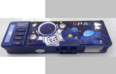 Devdhan Space Password Pencil Box for Children, Astronaut , Function and Departments, Special Buttons Art Plastic Pencil Box(Set of 1, Blue)