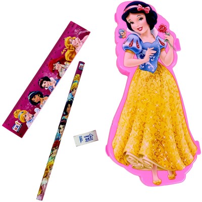Mannat Character Shape Yellow Princess Plastic Pencil Box Double layer for Kids Art Plastic Pencil Box(Set of 1, Yellow)
