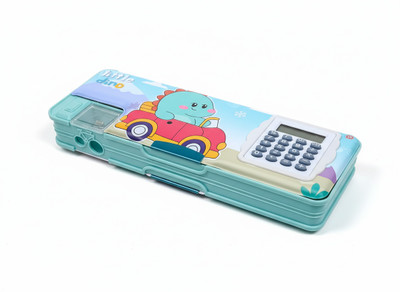 sr pro Dinosaur Theme Series,Cute Dino Series,Little Dino Collection Cartoon / Cute Comic Style,Illustrated / Flat Graphic Style Art Plastic Pencil Box(Set of 1, Green)