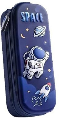 N J FASHION HUB 002 DOUBLE LAYER 3 D SPACE THEAM Art Canvas Pencil Box(Set of 1, Blue)