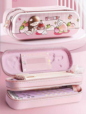 Akvanar pencil pouch Large Capacity Stationery Box Pencil Case MultiPurpose Zipper 1 Art Artificial Leather Pencil Box(Set of 1, Multicolor)