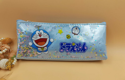Paper Bear Doraemon Doraemon Art Polyester Pencil Box(Set of 1, Light Blue)