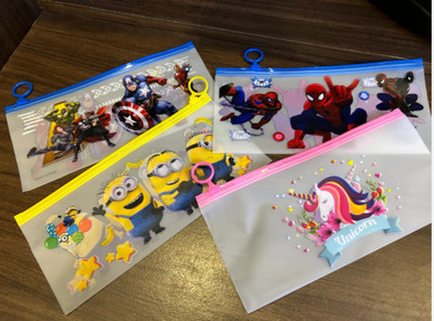 KELOSK Stationery Gift For kids Reurn Gift Cartoon Theme 12 Pcs HB Pencil with Pencil Pouch Pencil Case & Rular Keychain & Bedge Birthday Gift Festive Gift for Kids Art Canvas Pencil Box(Set of 1, Multicolor)